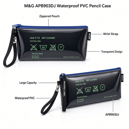 M&G Chenguang Waterproof PVC Pencil Case with Wrist Strap – Large Capacity Zippered Storage Pouch - 1pcs - No: APB903DJ