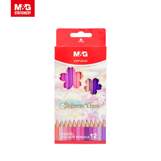 M&G Chenguang Sakura Time Pink/Blue Pastel Colour Pencils 12 Colors - No:AWP34208