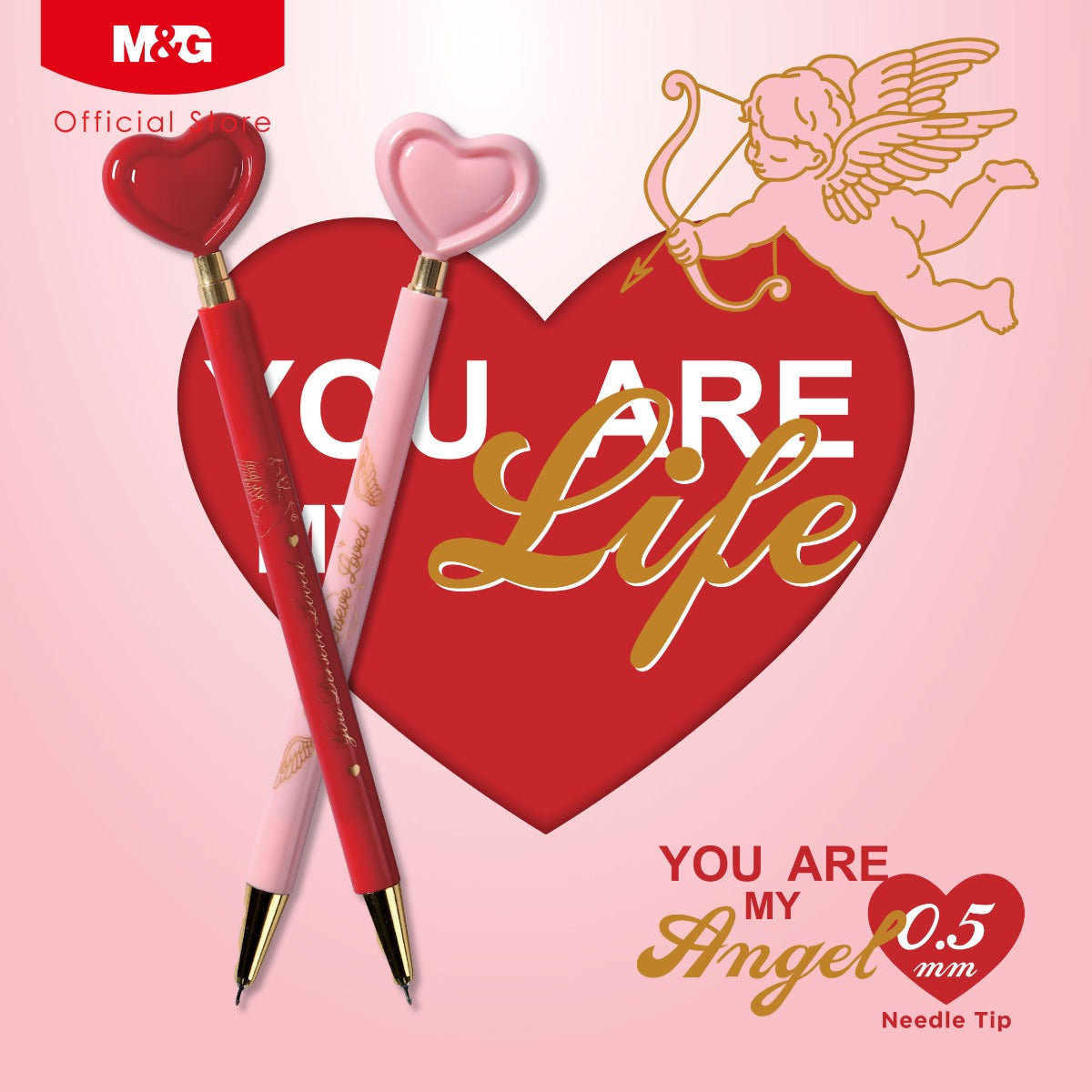 M&G Chenguang Heart-Shaped Needle Tip Ballpoint Pen 0.5mm - 1pcs - No:ABP87579