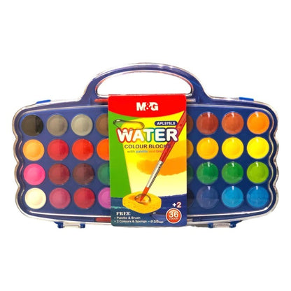 M&G Solid Water colour paints with pallete and brush 36+2 Colours No: APL976L8