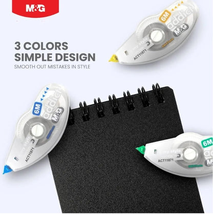 M&G Chenguang Addict Correction Tape,6m x 5mm for Clean and Precise Writing Fixes - No:Act11871