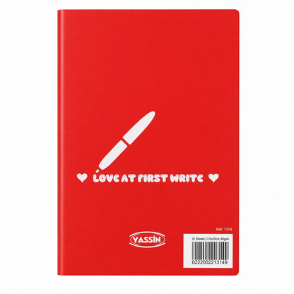 YASSIN Mini Thread-bound Notebook – 32 Sheets, 13.5 × 20 cm, 80 GSM – Ruled Notebook with Fun Red Cover - 1pcs - No: 1314