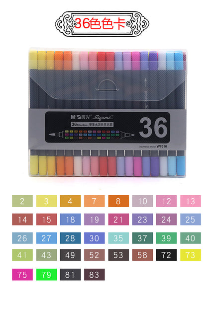مجموعة أقلام تحديد قابلة للذوبان في الماء من إم آند جي تشنغوانغ، برأسين، 36 لونًا - رقم المنتج: APMW7610