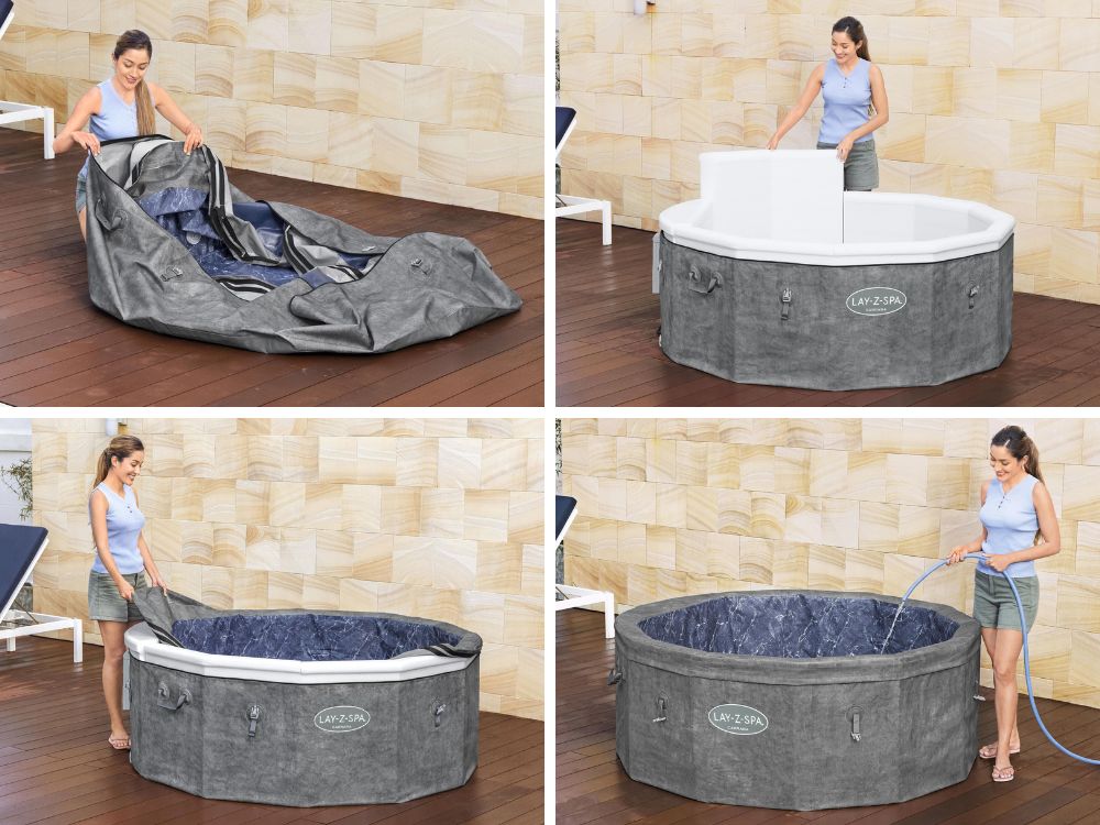 حوض استحمام صلب للحديقة من بيست واي لاي-زي-سبا كارارا، 170 سم × 61 سم - رقم: 6001V