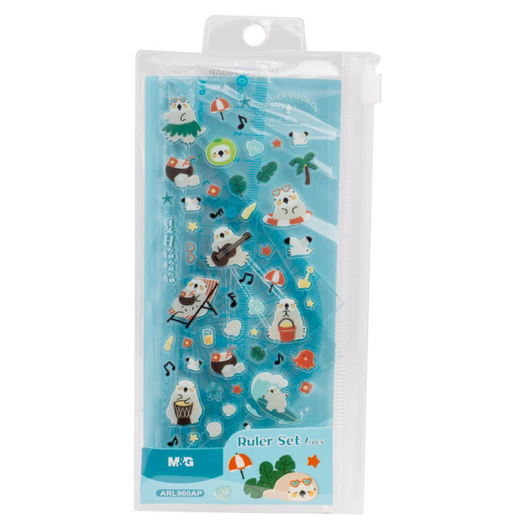 M&G Chenguang Cha Cha Cha Geometrical Set, Fun Measuring Tools, Durable Plastic - 15cm - No:ARL960AP