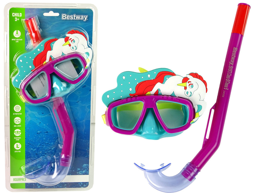 Bestway Snorkel set for kids diving mask with uv protection, anti-leak, adjustable strap - No:24059