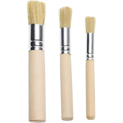 Keep Smiling Stencil Brush Set – 3-Piece Round Stencil Paint Brushes, Sizes 2, 4 & 8, Wooden Handles for Painting, Crafts & DIY