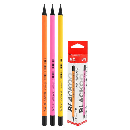 M&G Chenguang Blackoo 2B Wooden Pencils – Super Dark Graphite, Hexagonal Break-Resistant Pencils, Assorted Neon Colors, 12-Pack - No: AWP307J1