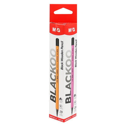 M&G Chenguang Blackoo 2B Wooden Pencils – Super Dark Graphite, Hexagonal Break-Resistant Pencils, Assorted Neon Colors, 12-Pack - No: AWP307J1