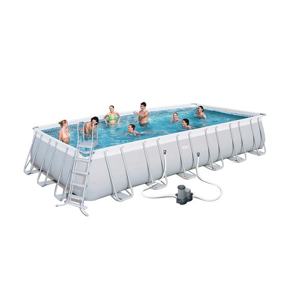 Bestway Power Steel Rectangular 7.32m x 3.66m x 1.32m, Grey/Blue - No: 56475