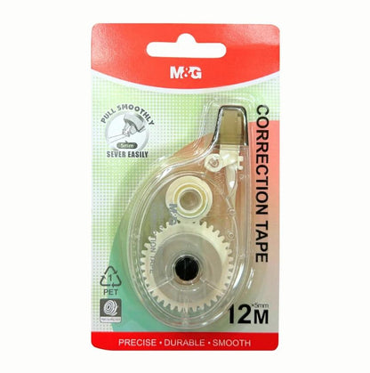 M&G Chenguang Correction Tape 12m x 5mm – PET Instant Dry Correction Tape, Smooth & Precise with Easy Pull Mechanism - 1pcs - No: ACT51774