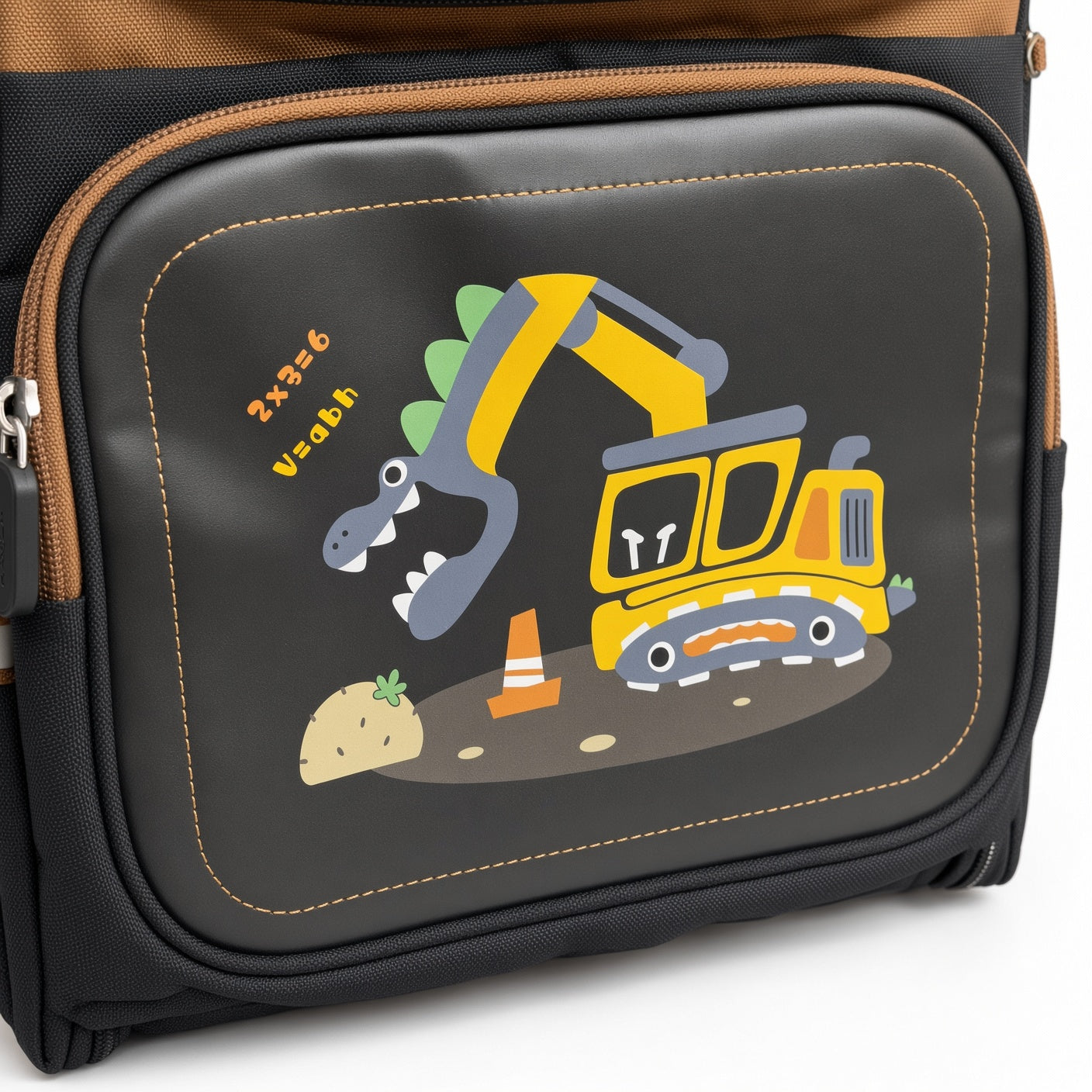 M&G Chenguang 16.5-Inch Kids School Backpack – Lightweight Waterproof Bag with Dinosaur & Construction Vehicle Design - No:ABB904R7B