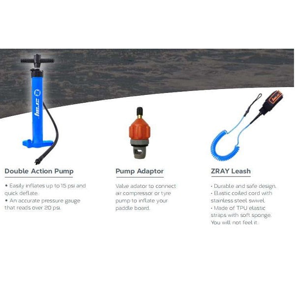 لوح التجديف جيلونج زراي E9، لوح تجديف وقوفي فائق المرونة، أبعاده 275 سم × 76 سم × 13 سم - رقم: 37635