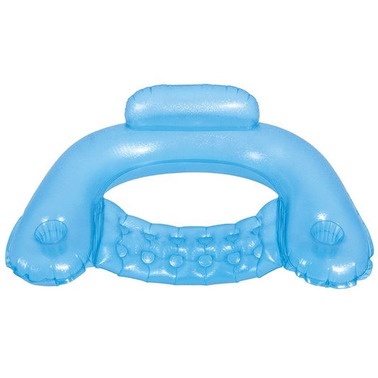 Blue inflatable pool toy on a white background