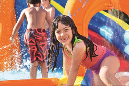 نفق مائي قابل للنفخ بتصميم فريد وملون من بيست واي، مناسب للأطفال، أبعاده 4.20 متر × 3.20 متر × 2.60 متر - رقم: 53303