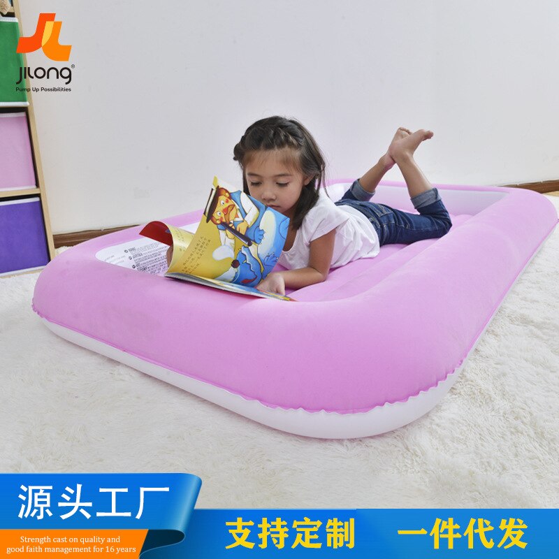 Jilong Children's inflatable bed lazy air bed foldable flocking lunch break mattress - No:27311