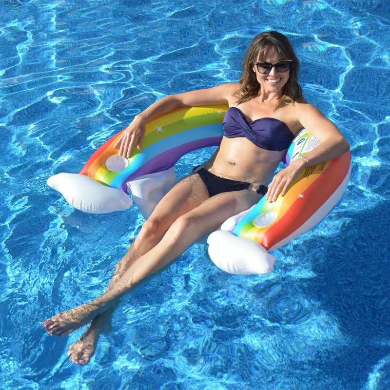 Jilong Sunclub Inflatable Swimming Pool Floating Rainbow Water Lounger 148*99 cm - No:37606
