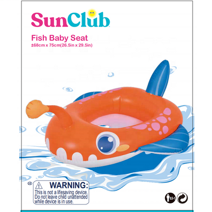 مقعد أطفال قابل للنفخ على شكل سمكة من جيلونج صن كلوب®، 68 × 75 سم، رقم: 32134 - قطعة واحدة