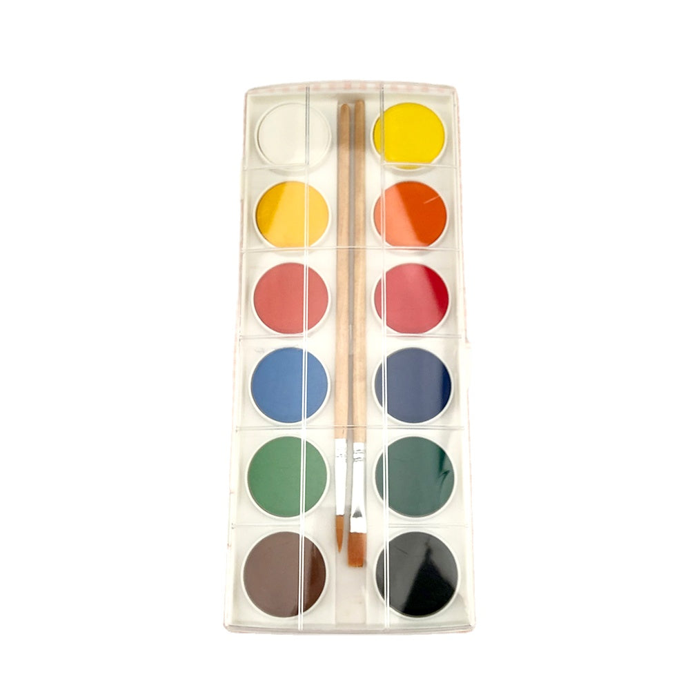 M&G Watercolor Paint Set 12 Colors with 2 Brushes APLN6586 (SKU: 6941255103068)