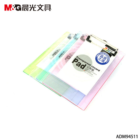 M&G Chenguang A5 clipboard 3 color transparent vertical-1pcs - No:ADM94511