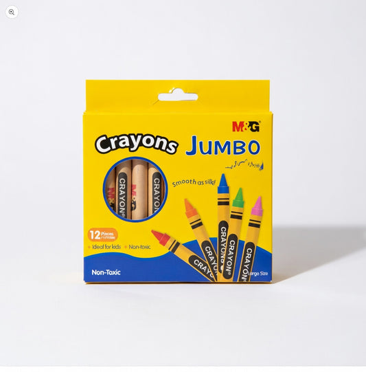 M&G Pack of 12 Non-Toxic Jumbo Wax Crayons No:AGMX4224