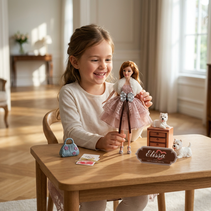 Girl playing with the Elisa fashion doll home deluxe playset