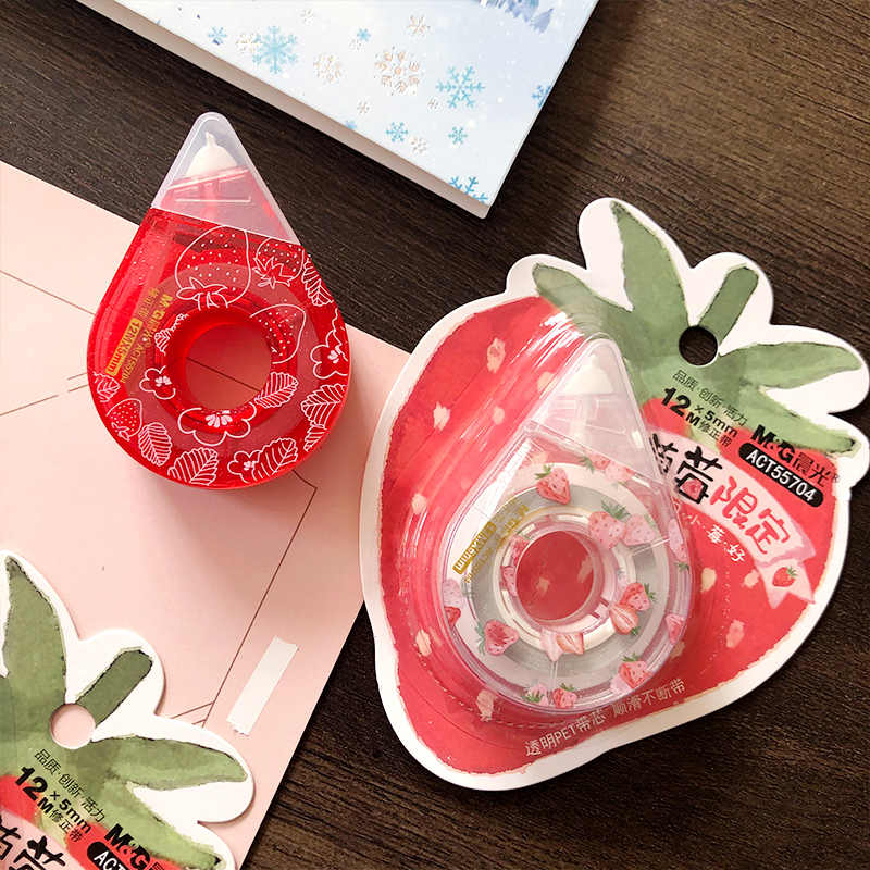 شريط تصحيح شفاف محدود الإصدار بنكهة الفراولة الفاتحة من إم آند جي، طول 12 مترًا - رقم: ACT55704 - قطعة واحدة 