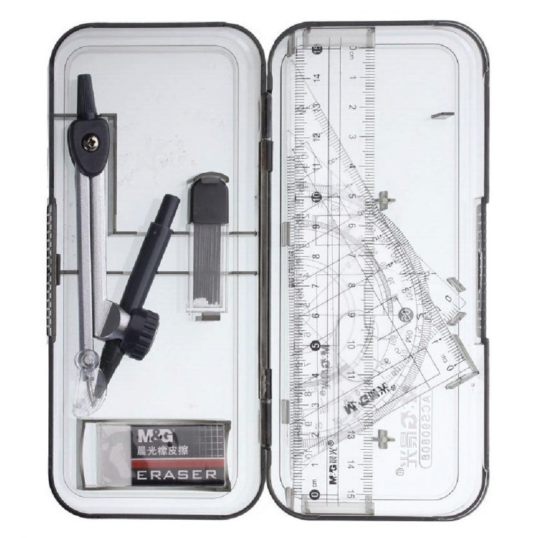 M&G Chenguang  8-Piece Geometry & Drawing Set with Compass, Ruler, Set Squares & Protractor – No: ACSN1329