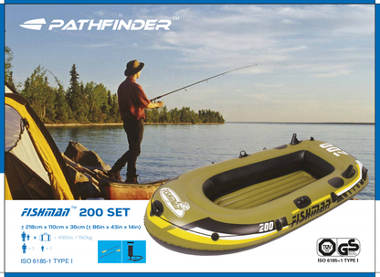 Jilong FISHMAN 200 Boat Set Inflatable fish boat sets with pump and paddle 218cm*110cm*36cm - No:07207-1