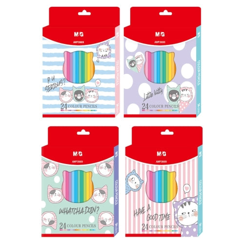 M&G Chenguang Pack of 24 Hexagonal crayons SMC Pastel colored pencil - No:AWP39809