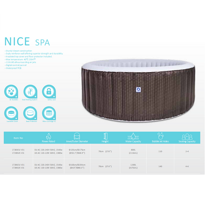 حوض جاكوزي قابل للنفخ من جيلونج أفينلي نايس سبا، مزود بخاصية التدليك، أبعاده 204 سم × 70 سم - رقم المنتج: 17286EU