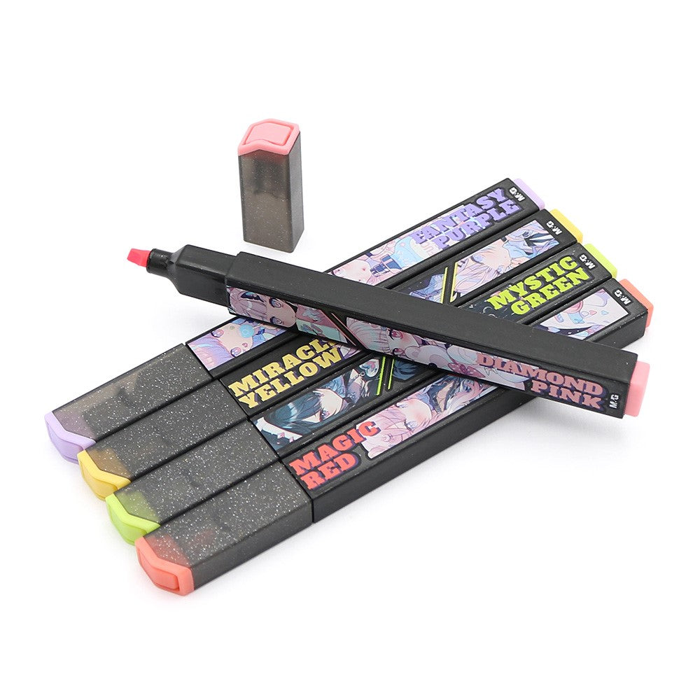 M&G Chenguang Highlighter BLACK CUBE fluorescent Fantasy Set of 5 - No:AHMU1675
