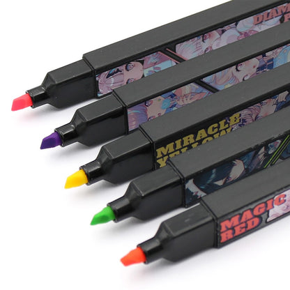 M&G Chenguang Highlighter BLACK CUBE fluorescent Fantasy Set of 5 - No:AHMU1675