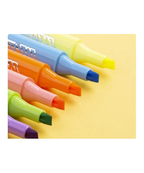 M&G Chenguang Highlighter Set – 6 Assorted Neon Colours, Chisel Tip, Quick-Drying Ink for Studying, Office & School - No: AHMV7602