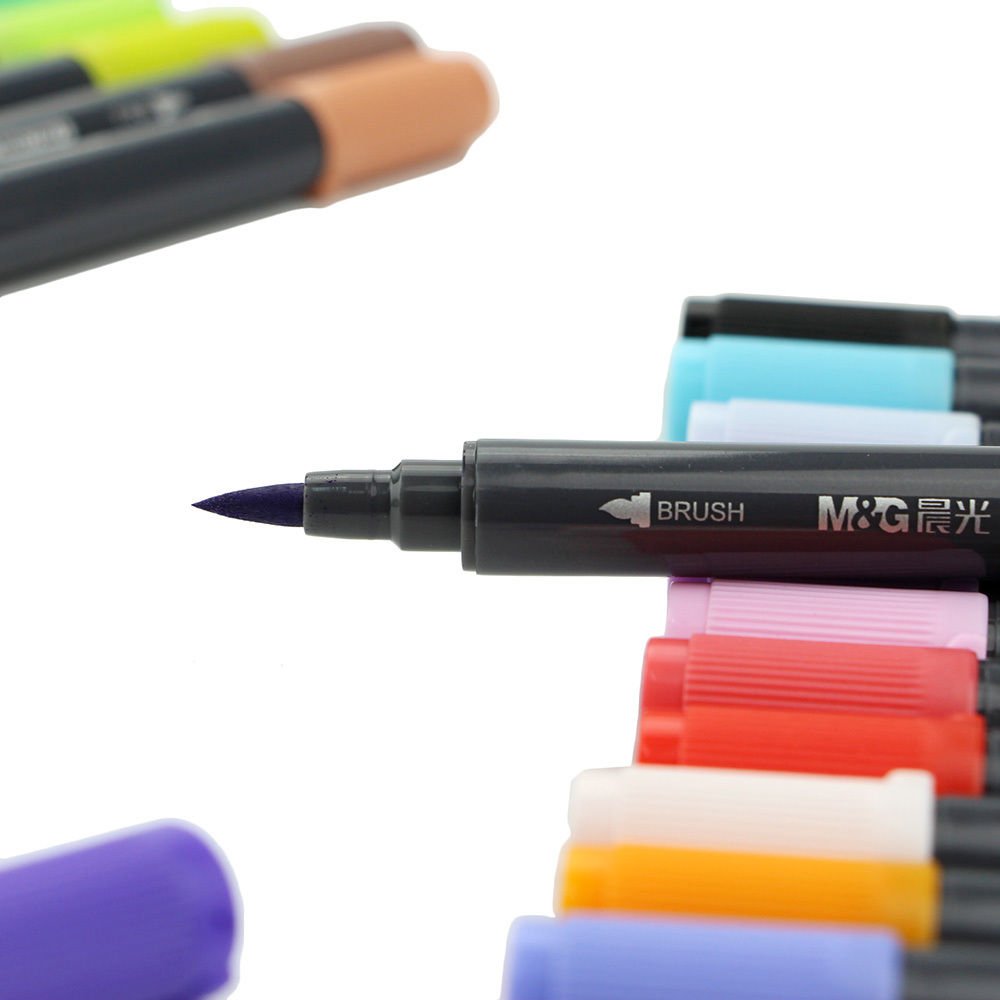 مجموعة أقلام تحديد قابلة للذوبان في الماء من إم آند جي تشنغوانغ، برأسين، 48 لونًا - رقم المنتج: APMW7609