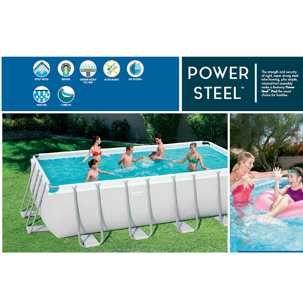 Bestway Power Steel Rectangular Pool Set  4.88m x 2.44m x 1.22m