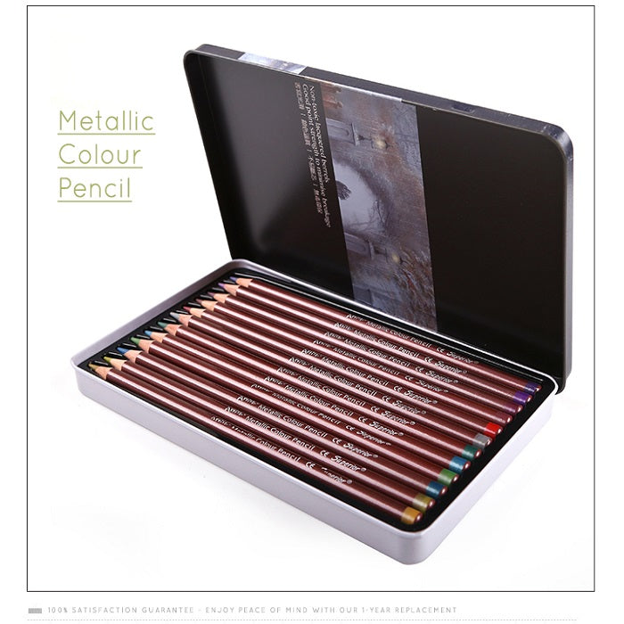 Superior Artist Metallic Colour Pencil Professionals Metal Box Non-toxic - 12pcs
