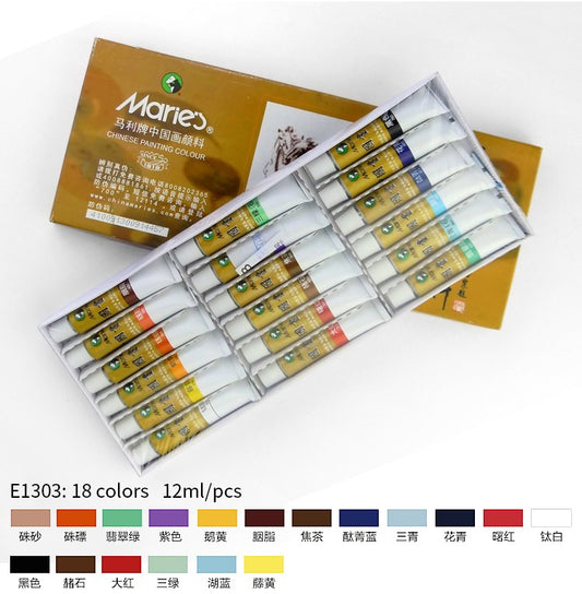 Marie's Chinese Painting Pigments 12ml oil Painting colour - 18pcs