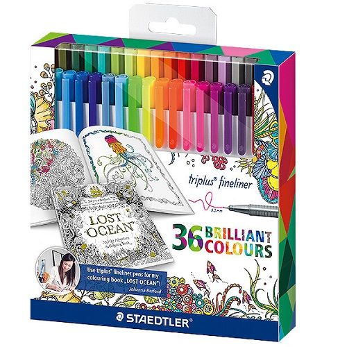 أقلام ستيدلر الملونة ذات الخطوط الدقيقة، 36 قلمًا 