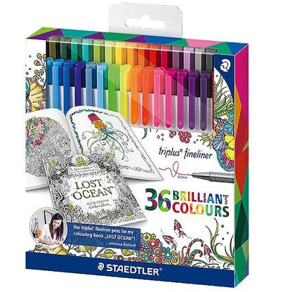 أقلام ستيدلر الملونة ذات الخطوط الدقيقة، 36 قلمًا 