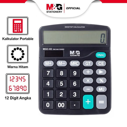 M&G Chenguang MGC-02 Desktop Calculator, 12-Digit Display, Large Buttons, Basic Office & Business Calculator with GT, MU and Memory Functions - No: ADG98793