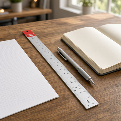 M&G Chenguang Aluminum Ruler 50 cm / 20 Inch – Precise Metric & Imperial Scale, Durable Metal Ruler for School, Office & Drawing - No: ARL960DZ