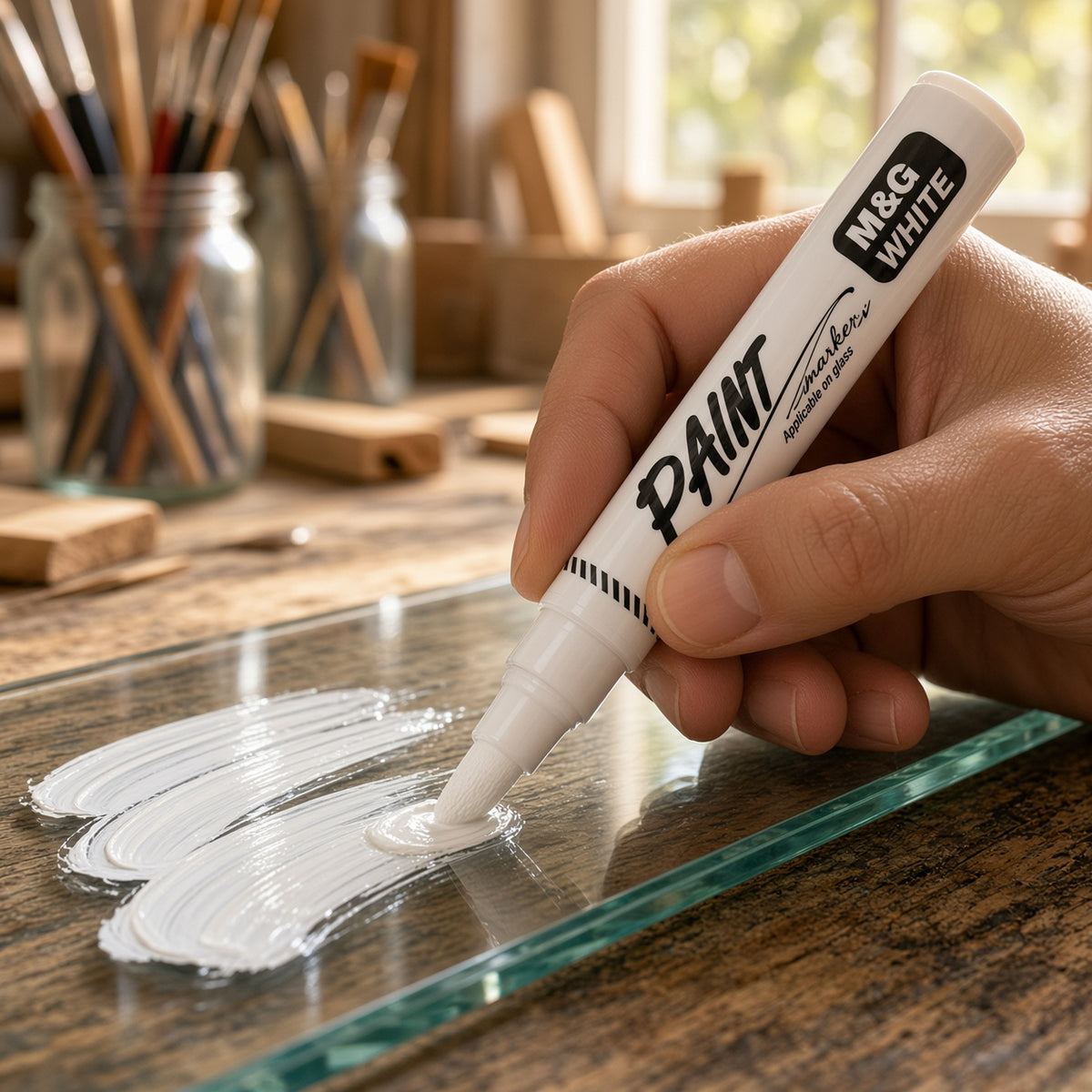 M&G Chenguang Permanent Metallic Paint Marker Pens for Multi-Surface Oil-Based Marker - White - 1pcs- No:AOMY8571