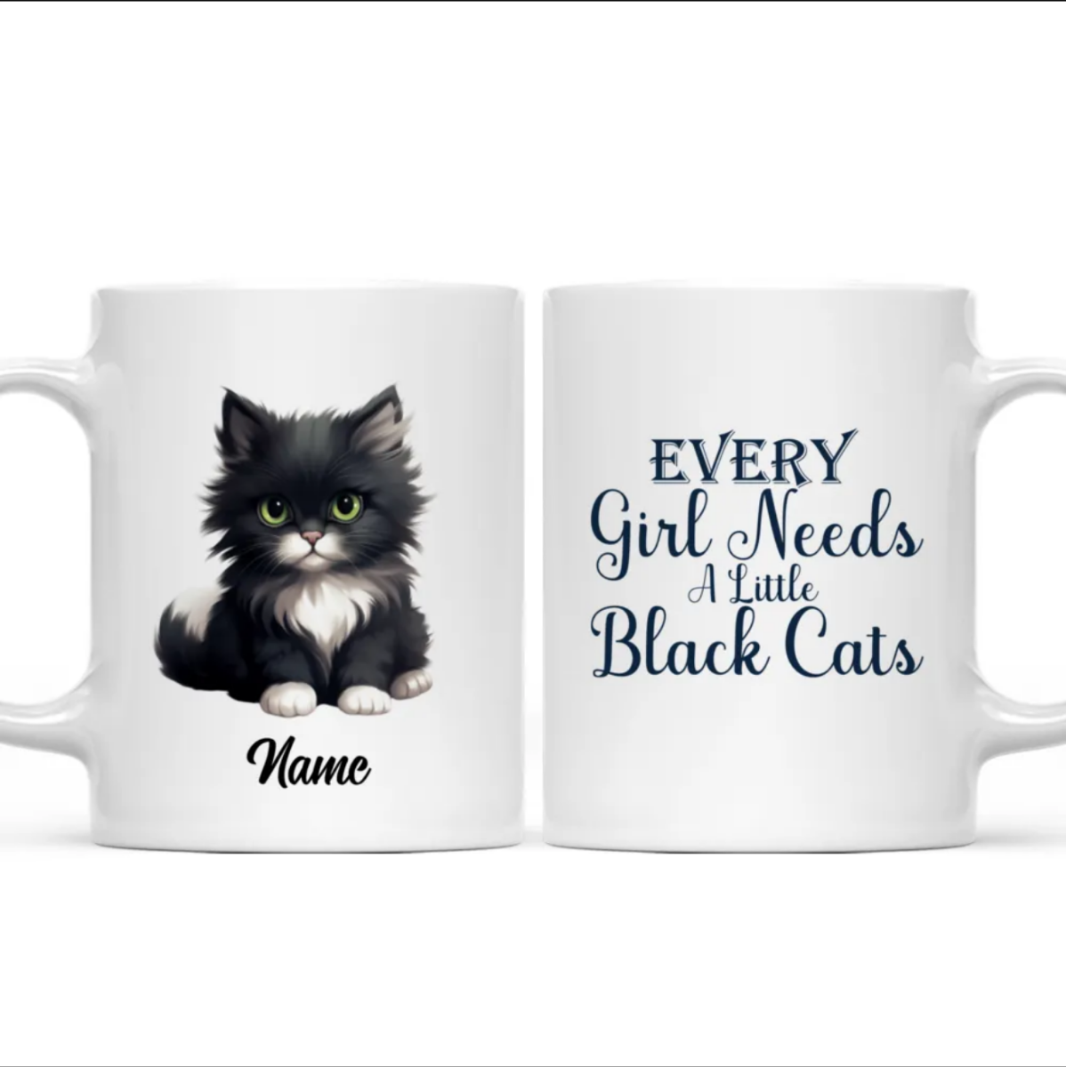 كوب سيراميك - قطة سوداء - قابل للتخصيص 