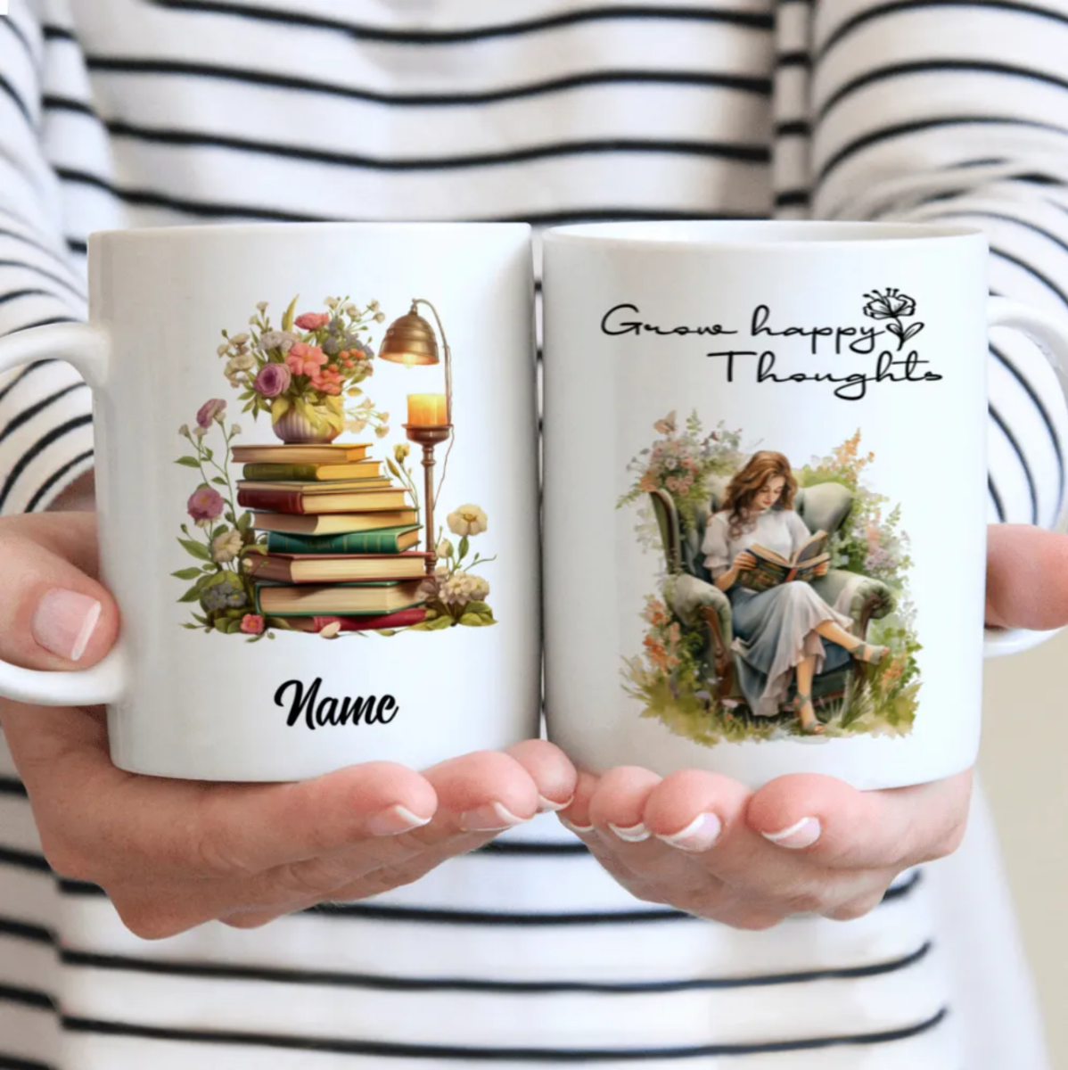 كوب على شكل كتاب - كوب شخصي مزين برسومات كتب عتيقة من فيكتوريا.