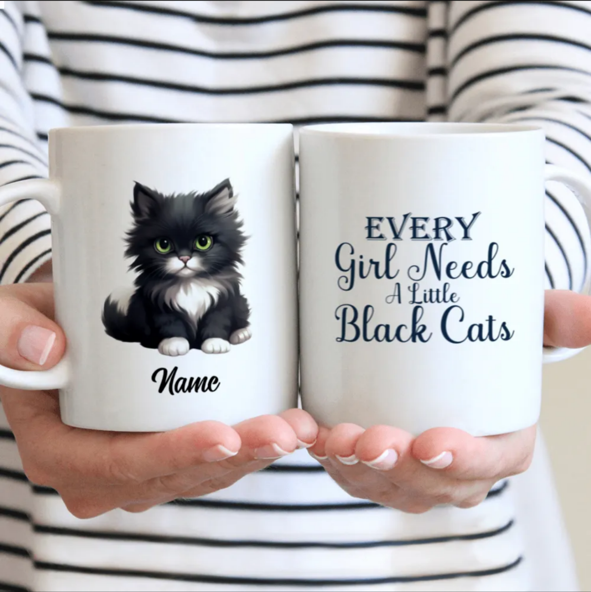 كوب سيراميك - قطة سوداء - قابل للتخصيص 