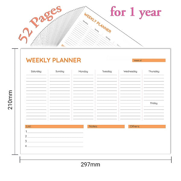 Yassin To Do Weekly planner - A4 - 52 sheets - No:1115