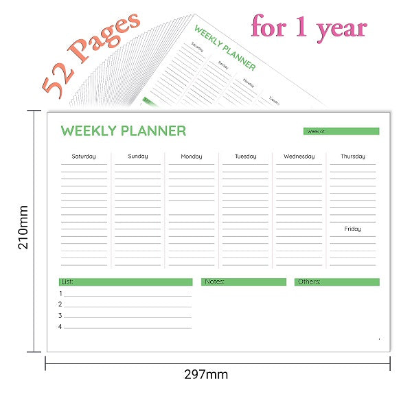 Yassin To Do Weekly planner - A4 - 52 sheets - No:1114