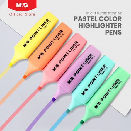 قلم تحديد M&amp;G Chenguang Textliner Point Liner بلون باستيل فلورسنت - أزرق فاتح - قطعة واحدة - رقم المنتج: AHM21578
