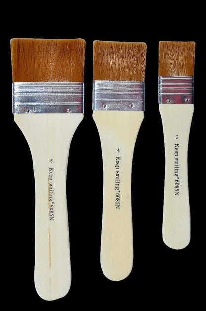 Keep Smiling Professional Gesso Brushes Flat Tip -3pcs - 2,4,6 - No:A6085N